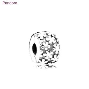 Pandora silver flowers clip bracelet charm, s925, 790533